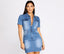 Denim Button-Front Raw-Hem Dress