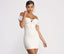Off-Shoulder Smocked Mini Dress with Keyhole Detail