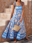 Printed Strappy Maxi Dress with a Square Neck