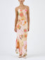 Printed Satin Strappy Maxi Dress