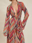 Geometric-Print Bell-Sleeve Midi Dress