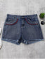 Embroidered Denim Shorts