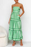 Colorblock Tiered Maxi Dress with an Eye Motif