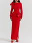 Red Heart-Print Bow-Detail Maxi Dress