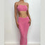 Square-Neck Spaghetti-Strap Top & Skirt Set with Ruched Details