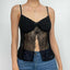 V-Neck Strappy Cropped Cami Top with Lace Details