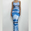 Printed Scoop-Neck Ribbed Maxi Dress with an Open Back