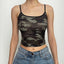 Camo-Print Strappy Cropped Cami Top with a Scoop Neck
