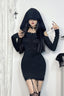 Lace-Trim Hooded Gothic Dress