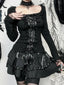 Lace Square Collar Knit Top Black / S