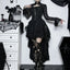 Sleeveless Lace Tuxedo High Low Midi Dress Black / S