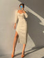 Square-Neck Knit Dress with Cutout Details