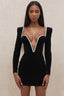 Black Plunging-V Velvet Dress with an Open Back