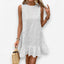 White Embroidered Dress with a Round Neck
