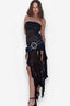Strapless Sheer Ribbon-Detail Dress with a One-Shoulder Cut