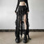 Lace Ruffles Patchwork Mini Skirt Black / S