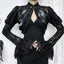 Mesh Flared Sleeve Ebony Blouse Black / S