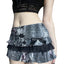 Letter Floral Print Ruffle Skirt black / S
