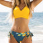 V Neck Push up Floral Two Piece Set Yellow / XS