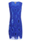 Sequined Ribbon-Detail Sleeveless Dress