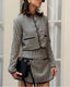 Black Printed Crewneck Pocket-Detail Two-Piece Set