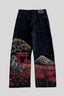 Wide-Leg Jeans with Mount Fuji Embroidery