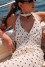 Polka-Dot V-Neck Maxi Dress with an Open Back