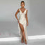 Open-Back Sleeveless Long Dress with a Split Detail