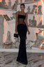 Bodycon Strappy Sheer Maxi Dress with a V-Neck