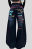 Lettered Wide-Leg Denim Jeans