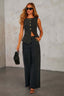 Wide-Leg Denim Cropped Top & Pants Set