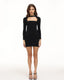 Bodycon Long-Sleeve Dress with a Square Neck