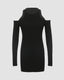 Halterneck Long-Sleeve Mini Dress with Cutout Details