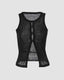 Slit-Detail Mesh Button-Detail Top