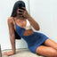 Spaghetti-Strap Open-Back Mini Dress with Cutout Details