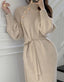 Knit Balloon-Sleeve Dress with a Roll Neck