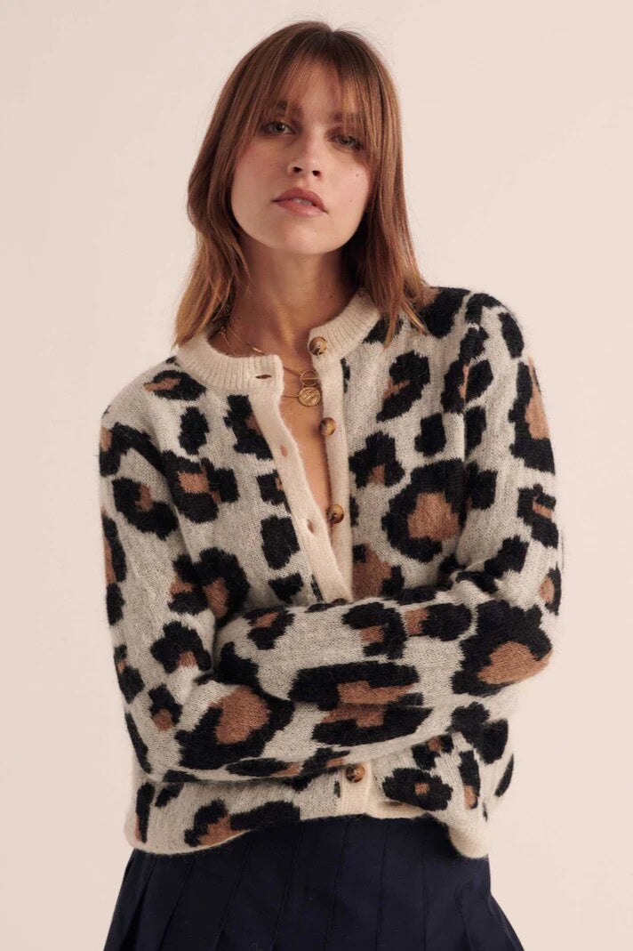 Leopard-Print Retro Cardigan
