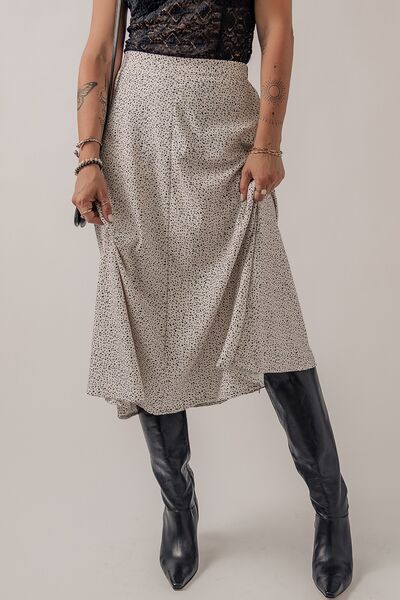 High Waist Speckle Midi Skirt
