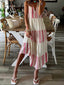 Striped Sleeveless Midi Dress with a V-Neck