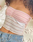 Lace Strapless Top with Ruffle Details