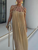 Relaxed-Fit Strappy Draped Maxi Dress