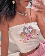 Strapless Graphic Top