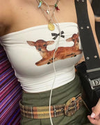 Printed Strapless Cropped Top