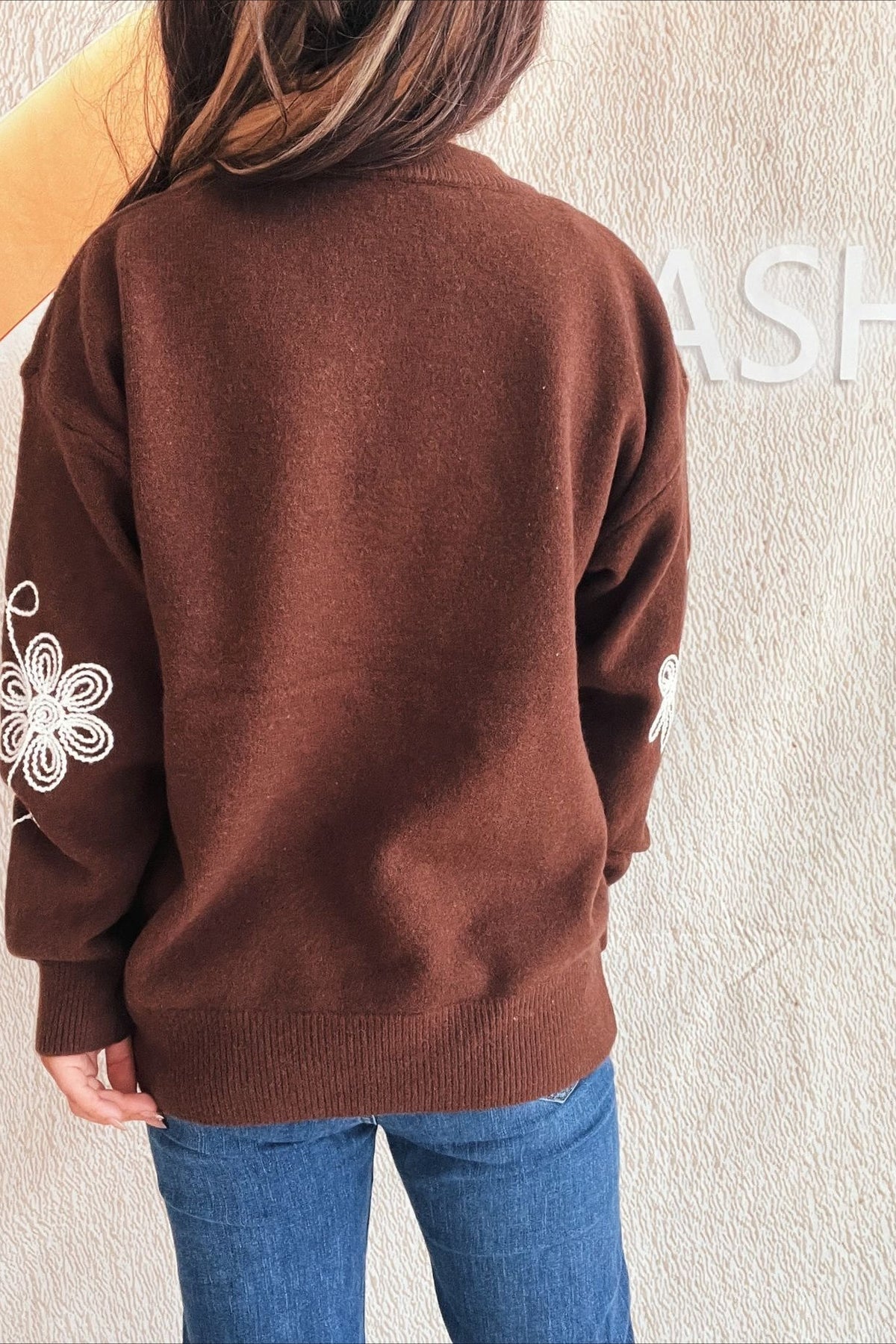 Floral Knit Pullover Sweater