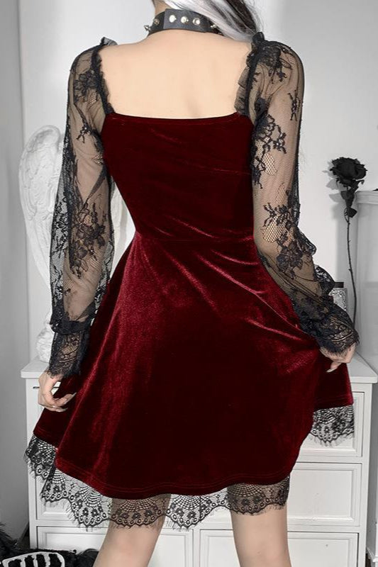 High-Rise Gothic Dress with a Round Neck