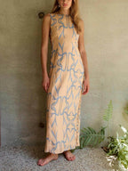 Printed Sleeveless Midi Dress
