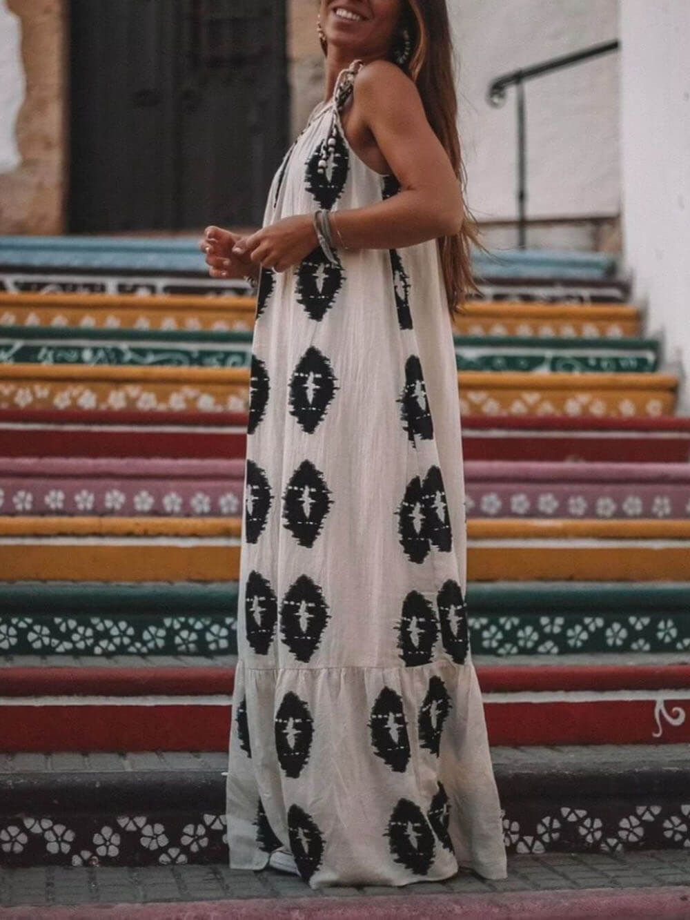 Printed Relaxed-Fit Maxi Dress