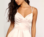 Satin Wrap-Style Dress with a V-Neck