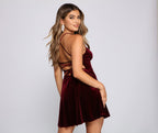 Velvet Dress with Lace-Up Details
