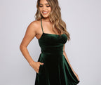 Velvet Dress with Lace-Up Details